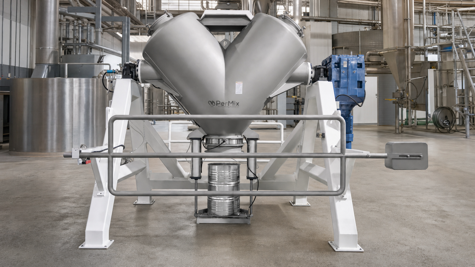 Industrial V blender twin-shell tumble mixer cover — PerMix