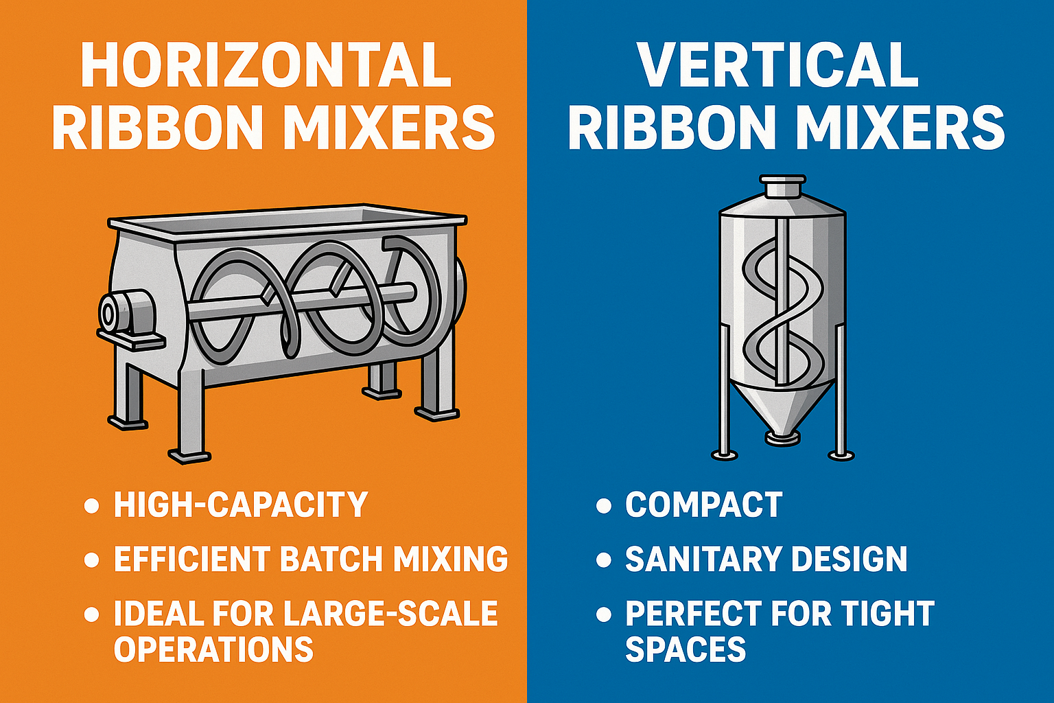 Horizontal Ribbon Mixers vs. Vertical Ribbon Mixers: Which One Is Right for Your Process?